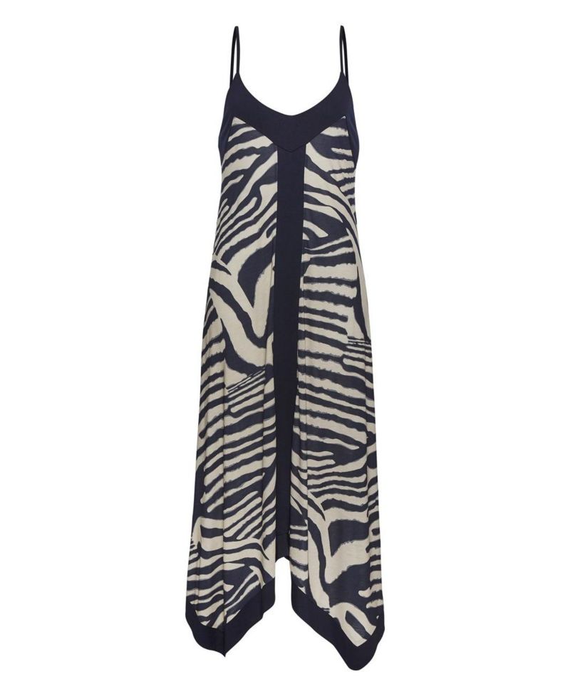 Women's Color-Block Deep V-Neckline Animal-Print Midi Dress