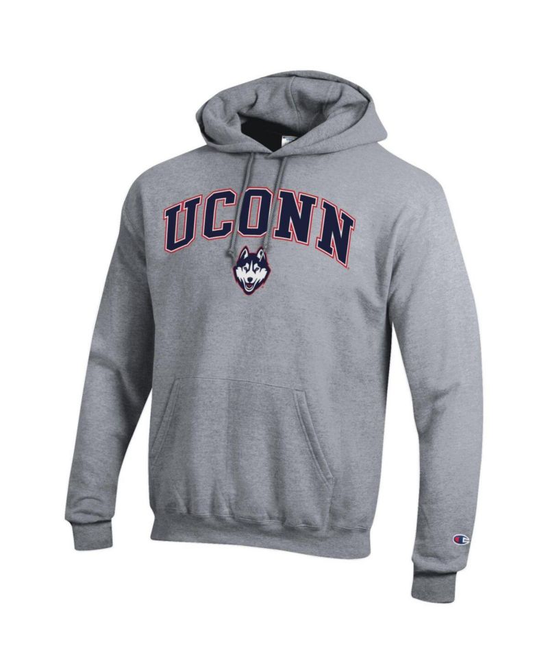 Men's Navy UConn Huskies Arched Logo Fleece Pullover Hoodie