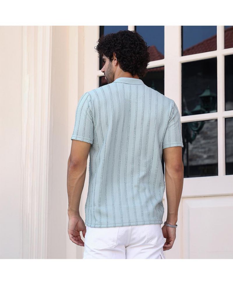 Men's Mint Green Wicker-Tactile Polo T-Shirt