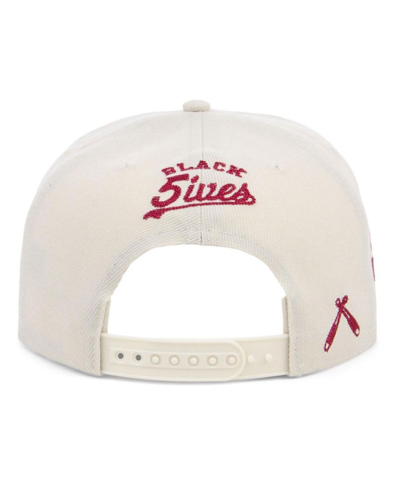 Men's Cream Scholastic Athletic Association Black Fives Snapback Adjustable Hat