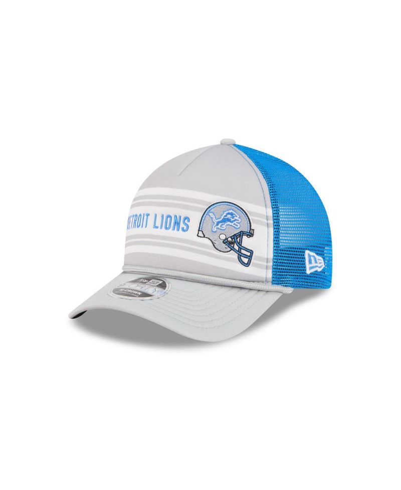Men's Gray Detroit Lions Linear A-Frame 9FORTY Adjustable Hat
