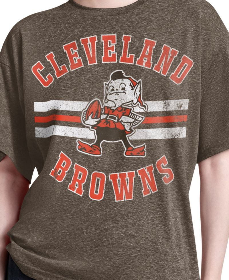 Women's Brown Cleveland Browns Vintage Jump Shot Boyfriend Tri-Blend T-Shirt