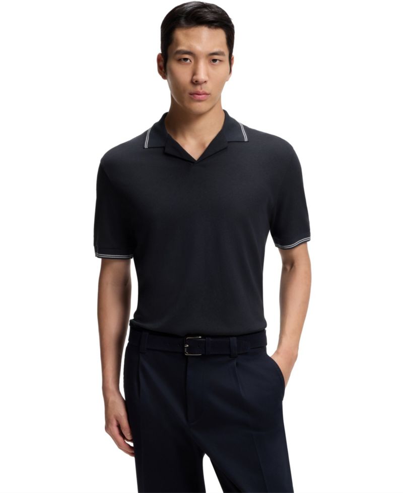 Men's Cotton-Linen Johnny Collar Polo Shirt