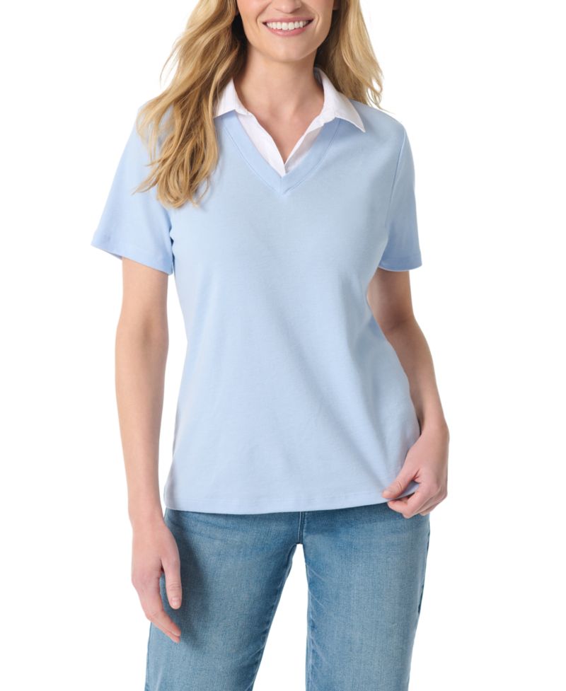 Women's Polo Twofer Top