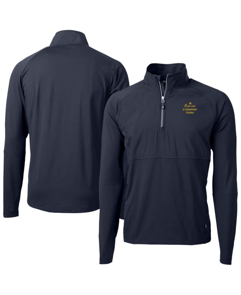 Men's Navy Notre Dame Fighting Irish Play Like A Champion Today Adapt Eco Knit Stretch Hybrid Quarter-Zip Pullover Top
