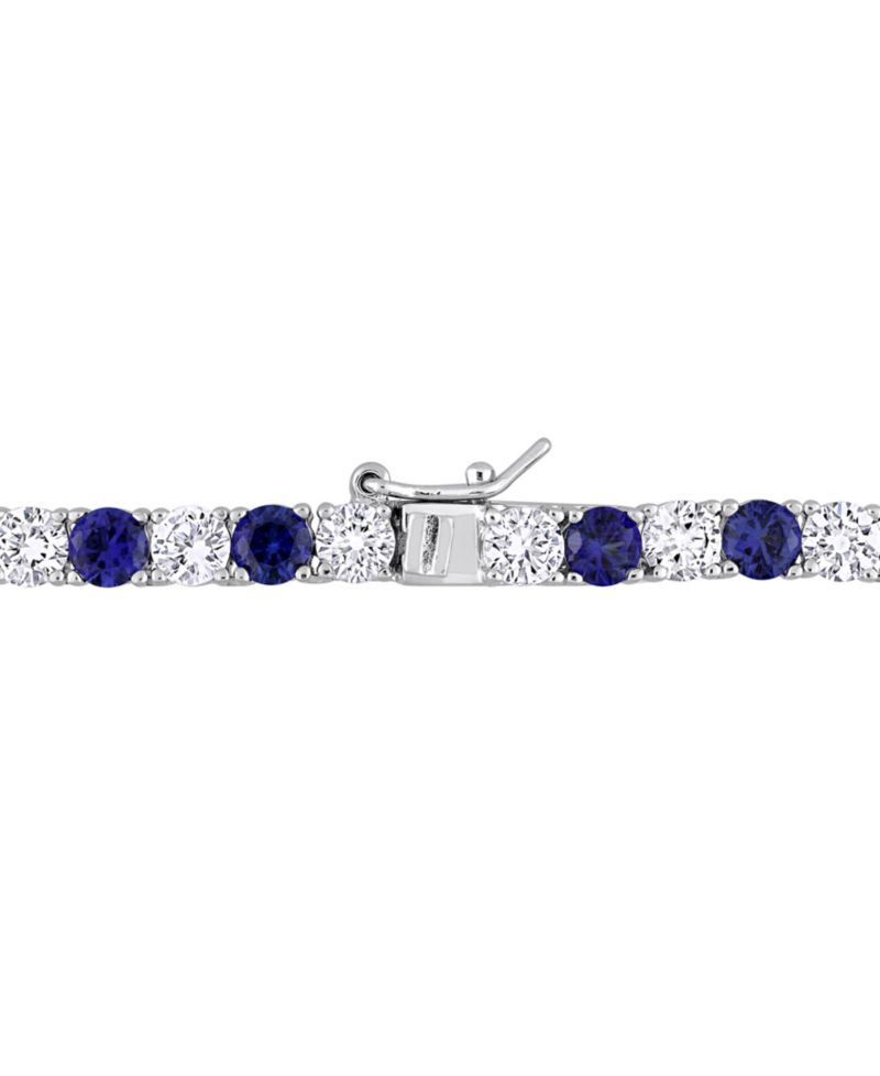Lab Created Blue Sapphire (16-5/8 ct. t.w.) & Lab Created White Sapphire (16-3/4 ct. t.w.) 17" Collar Necklace in Sterling Silver