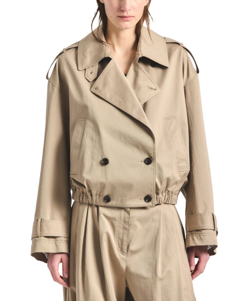 Women's Emilio Stretch Cotton Twill Cropped Trench Coat