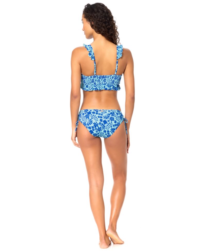 Women's Lily Scoop Neck Printed Swim Bikini Top and Luna Side-Tie Swim Bottoms