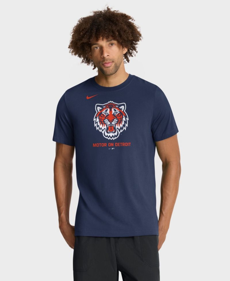 Men's Navy Detroit Tigers Tri-Blend Logo T-Shirt