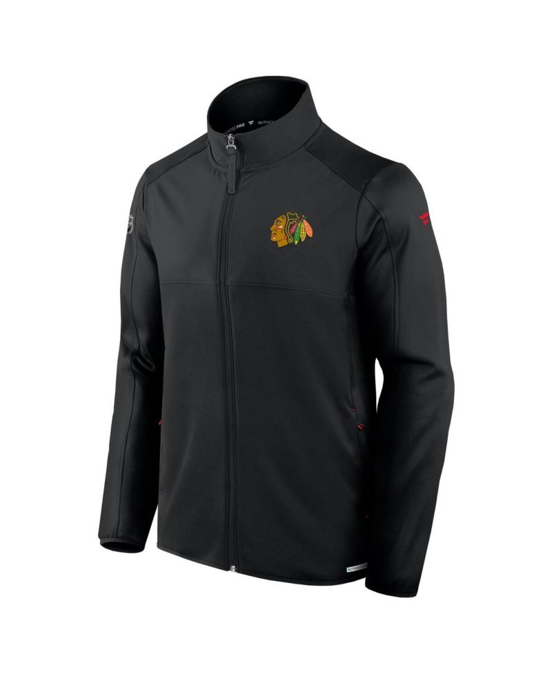 Men's Black Chicago Blackhawks Authentic Pro Rink Fleece Full-Zip Jacket