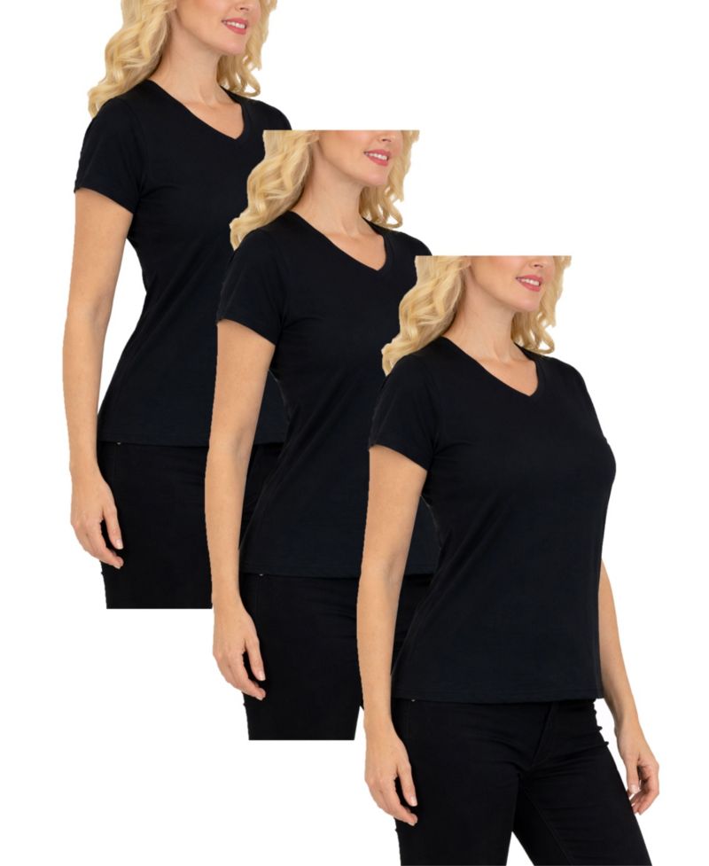 Galaxy Divatee Women’s Relaxed Fit V-Neck Short Sleeve T-Shirt-3 Pack