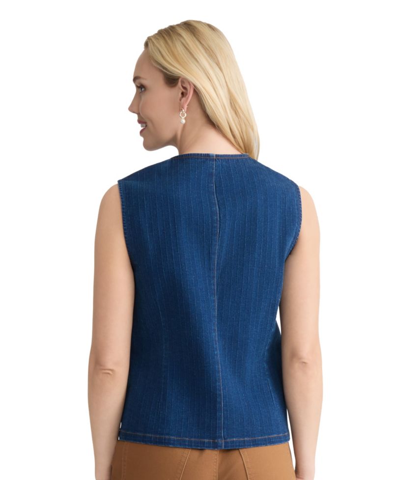 Petite Sleeveless Woven Denim Vest