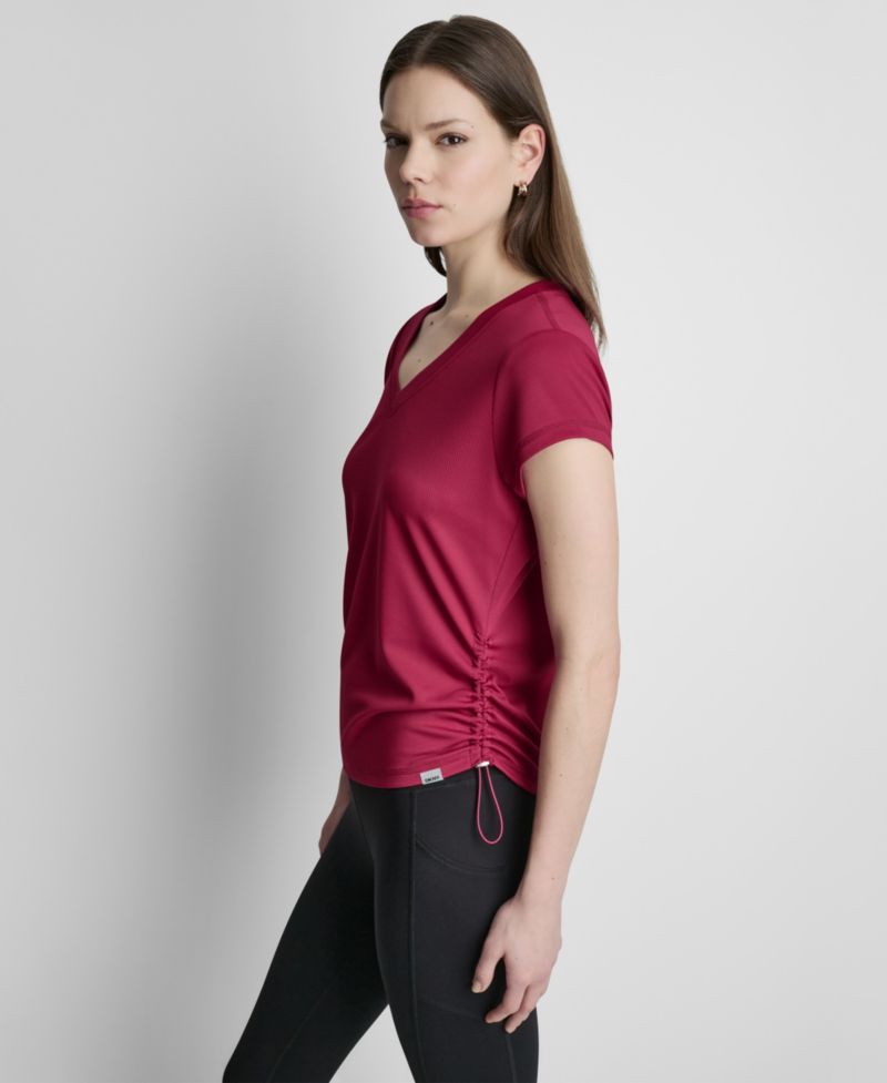 Women's Ruched Side Seams V-Neck Tech T-Shirt