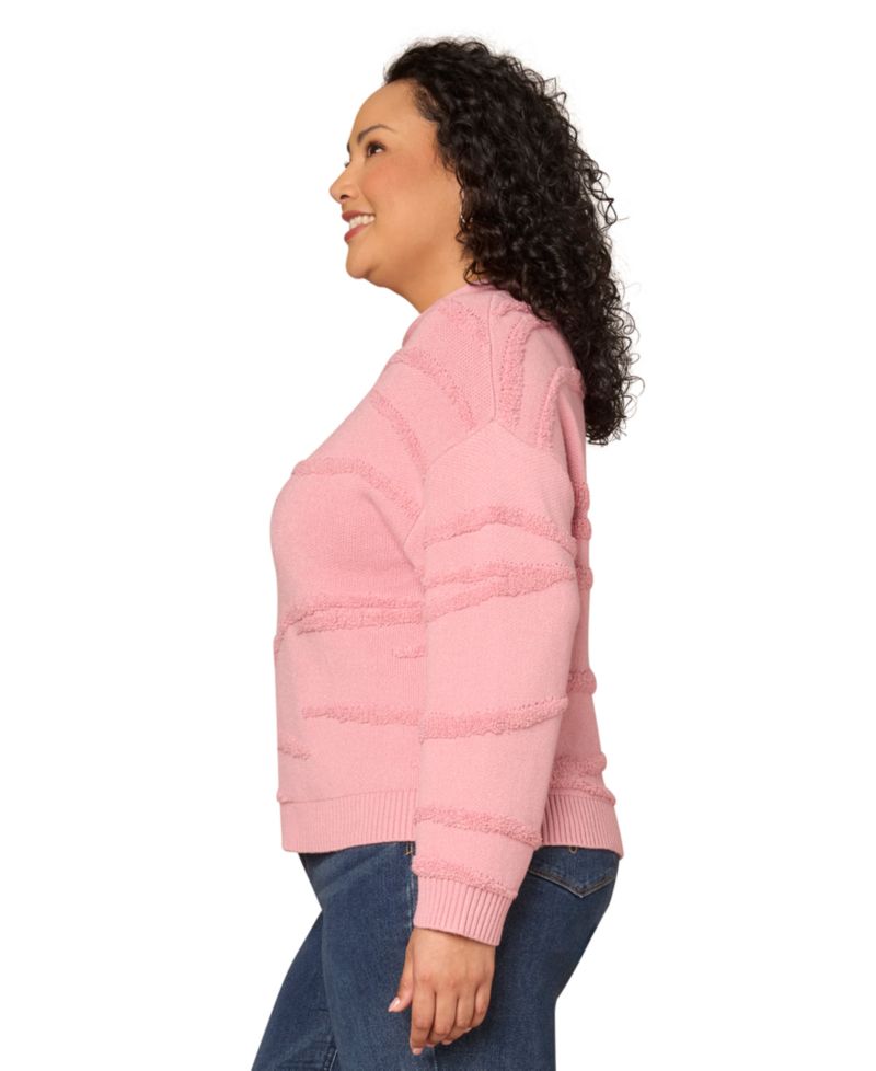 Plus Size Striped Rolled Neck Sweater
