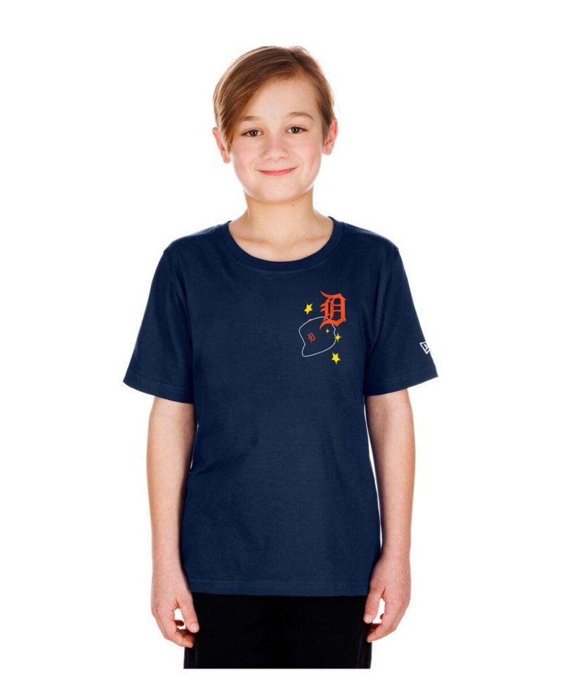 Big Boys and Girls Navy Detroit Tigers Stars Cap T-Shirt