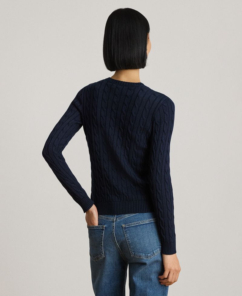 Petite Button-Trim Cable-Knit Sweater