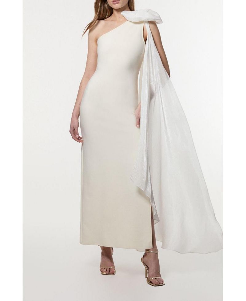 Women's Shoulder Bow Cape Detail Maxi Dress