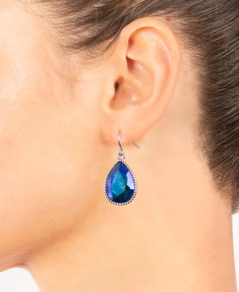 Pear Shape Crystal Drop Earrings (7/25 ct. t.w.) in Fine Silver Plated Brass