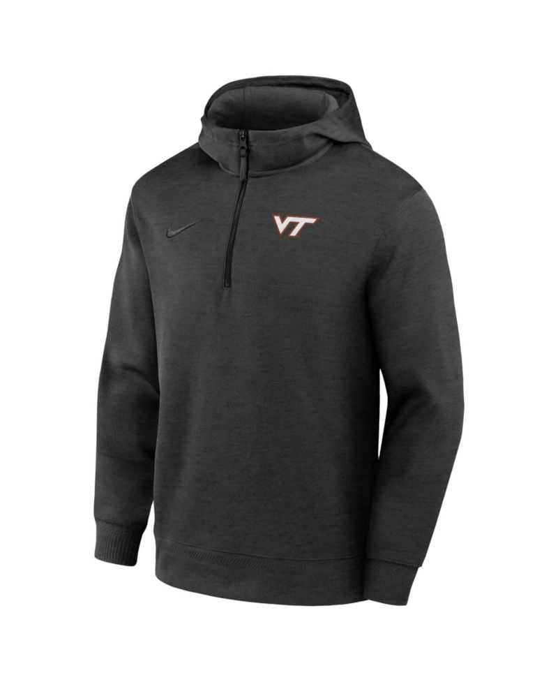 Men's Black Virginia Tech Hokies Coaches Dri-FIT Half-Zip Hoodie