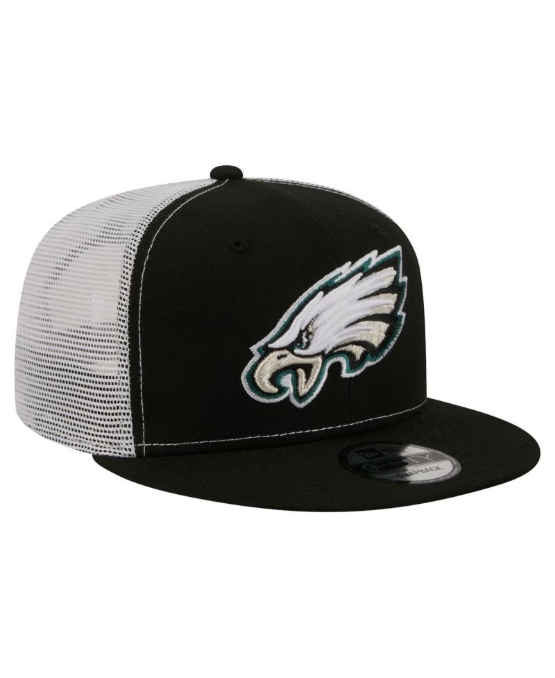 Men's Black Philadelphia Eagles Core Team 9FIFTY Trucker Snapback Hat