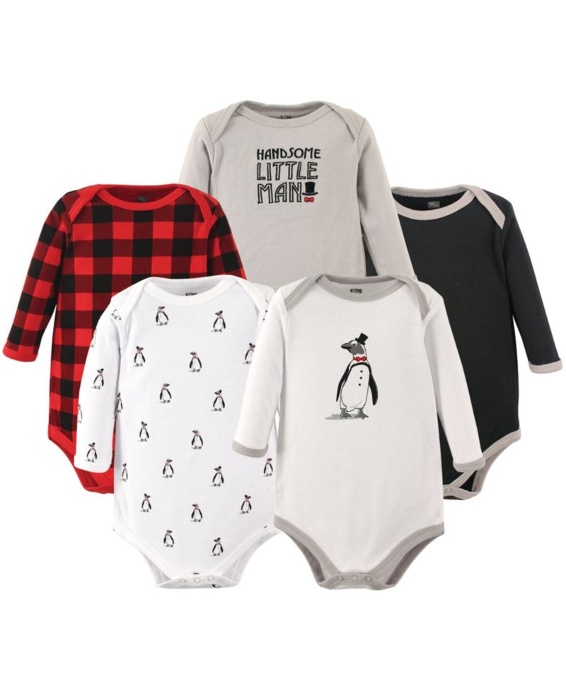 Baby Boys Soft Cotton Long-Sleeve Infant Bodysuit Bundle (5-Count)