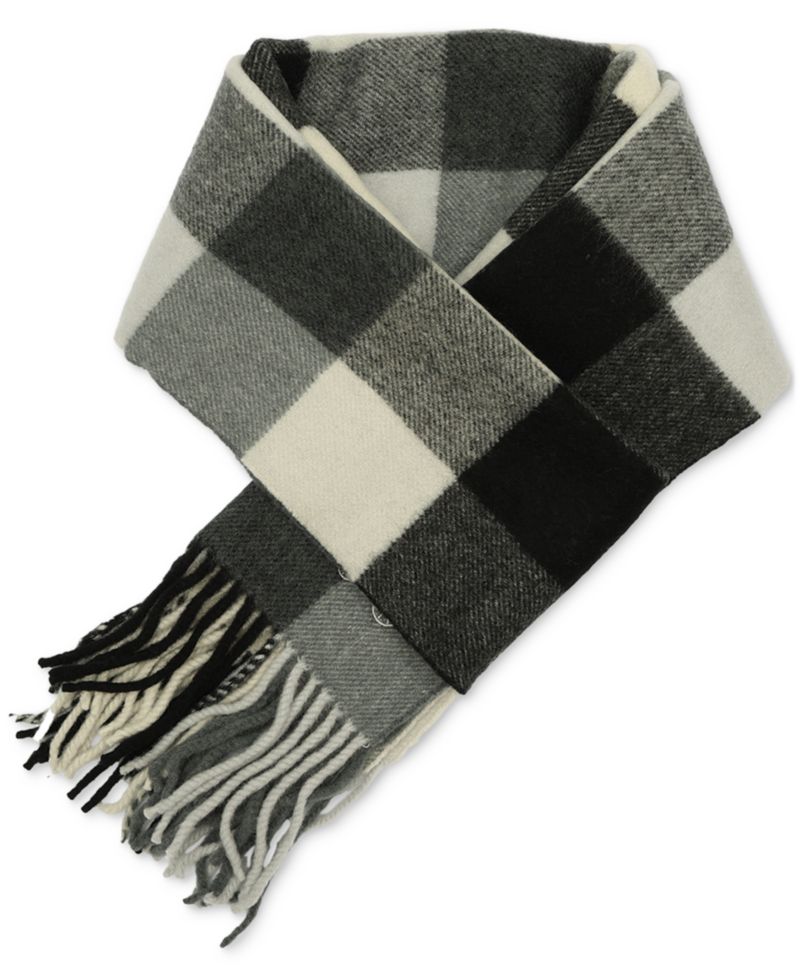 Women's Wool Checkered Fringe-Trim Scarf