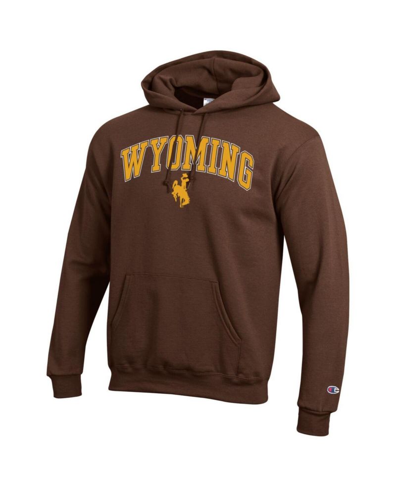 Men's Brown Wyoming Cowboys Arch Over Logo Pullover Hoodie Sweatshirt