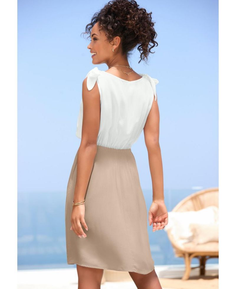 Women's Viscose 2-In-1 Fit-and-Flare V-Neck Elastic-Waist Short Dress