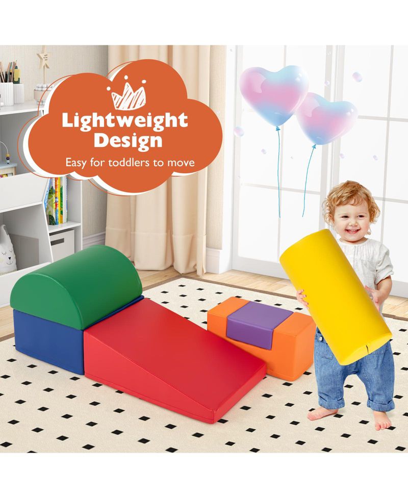 Kids 6-Piece Indoor Foam Activity Blocks for Climbing, Crawling, and Play