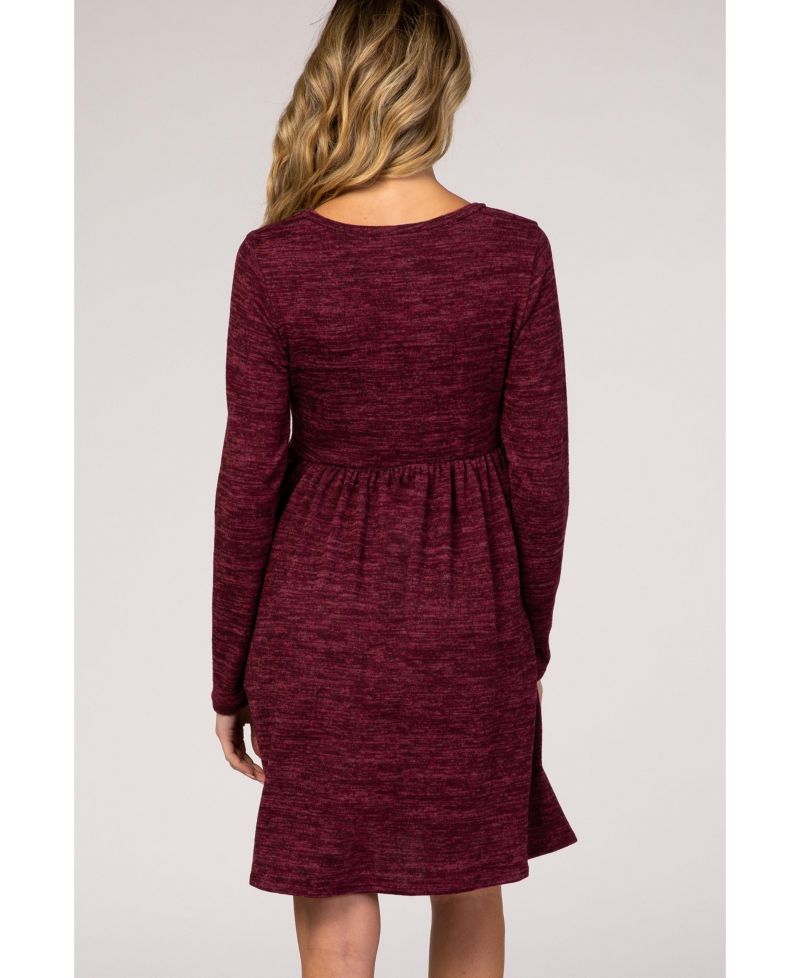 Maternity Long-Sleeve Heathered Knit Dress