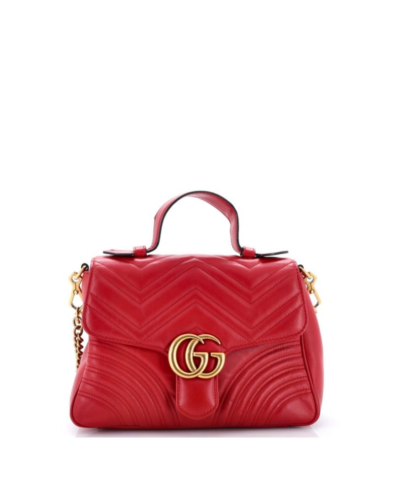 Small GG Marmont Top Handle Flap Bag Matelasse Leather