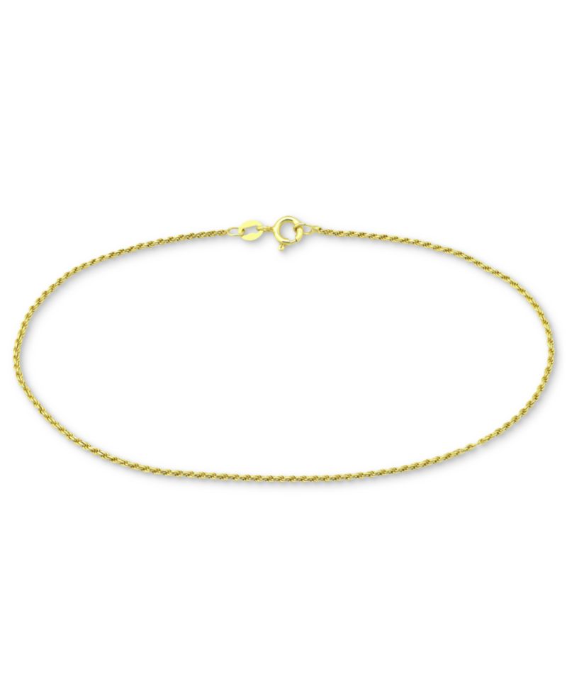 Twist Rope Ankle Bracelet in 18k Gold-Plated Sterling Silver, also available in Sterling Silver