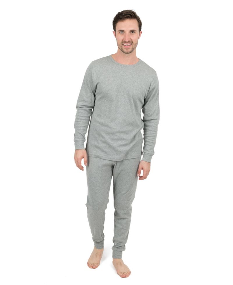 Mens Matching Family Two Piece Cotton Long Sleeve Shirt and Pants Solid Color Pajamas