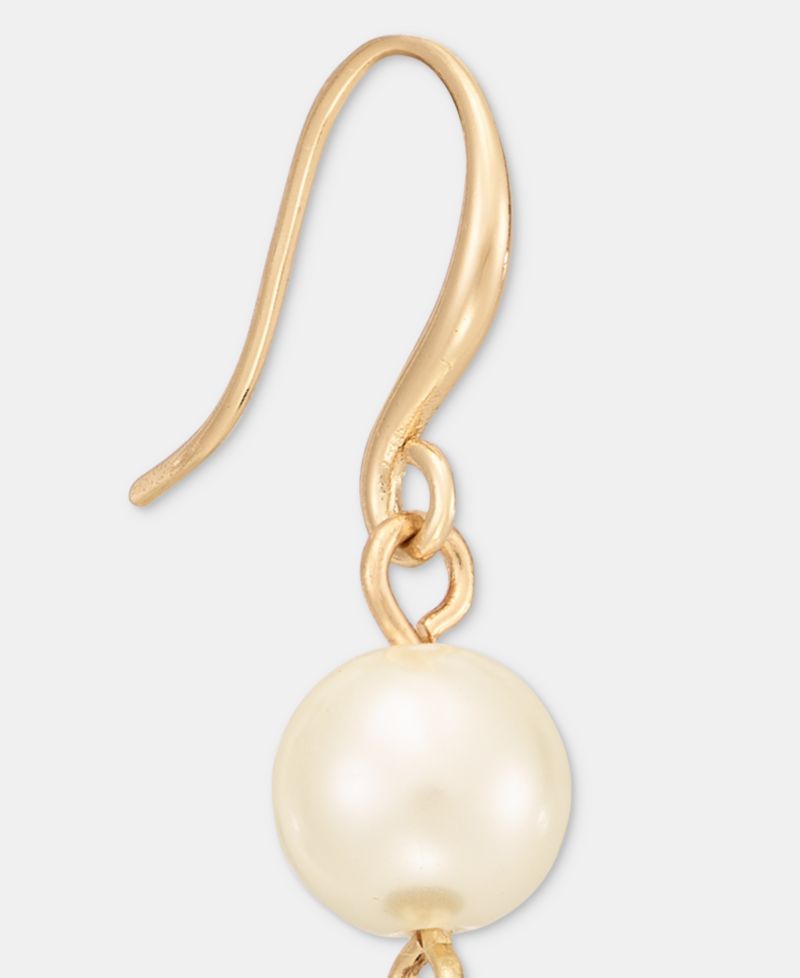 Glass and Faux Pearl Linear Drop Earrings