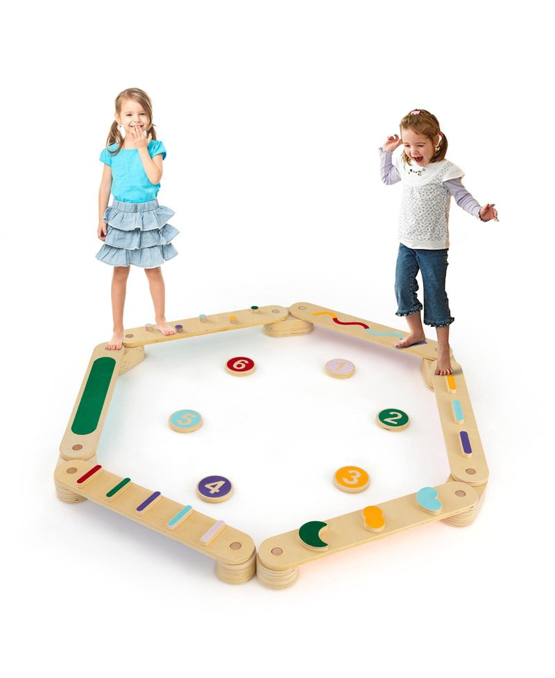 Baby Wooden Obstacle Balance Beams and Stepping Stones, 19-Piece Set