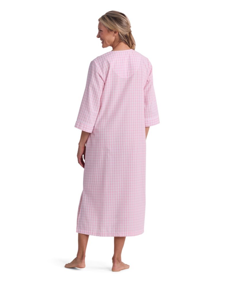 Women's Window Pane Printed Long Zip Robe