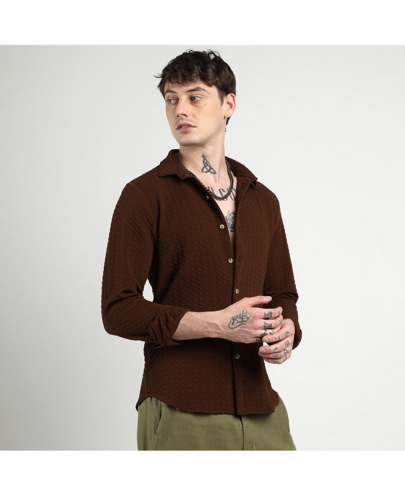 Men's Chocolate Brown Ripple Box Shirt