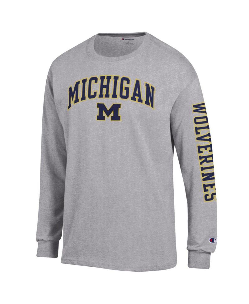 Men's Maize Michigan Wolverines Arch Over Logo 2-Hit Long Sleeve T-Shirt