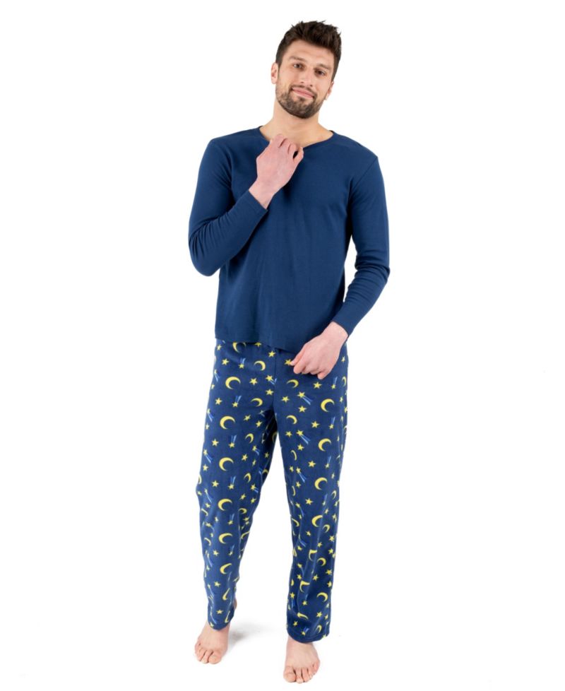 Men’s Cotton Top and Fleece Pants Holiday Pajamas