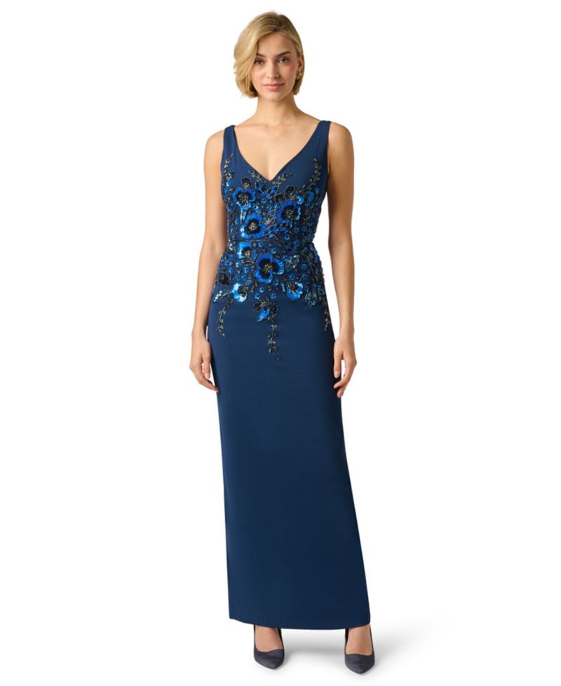 Women's Beaded V-Neck Gown