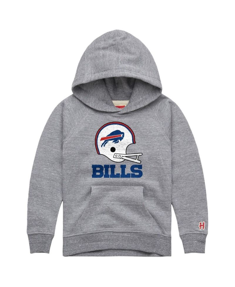 Big Boys and Girls Gray Buffalo Bills Big Helmet Tri-Blend Hoodie
