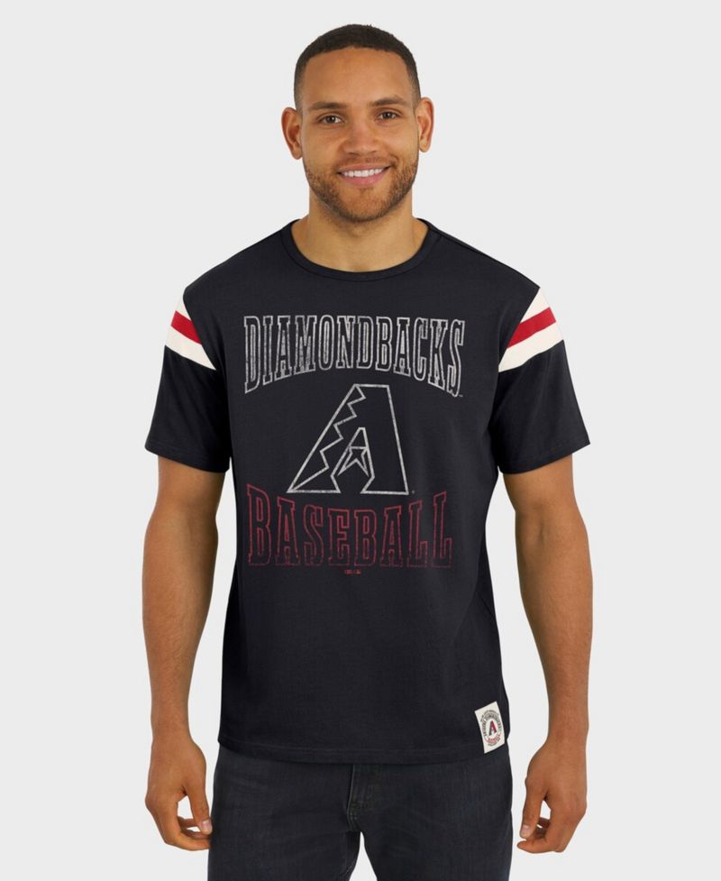 Darius Rucker Collection By Men's Black Arizona Diamondbacks Distressed Sleeve Stripe T-Shirt