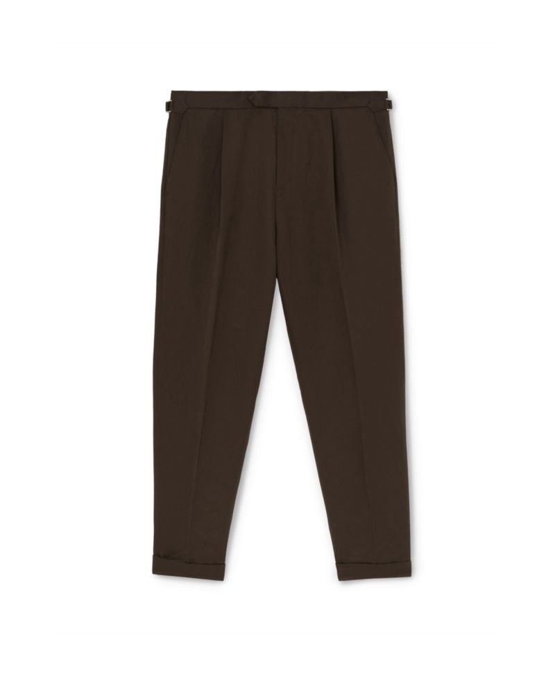 Men's Com Pleated Tapered-Fit Linen-Blend Trousers Pants