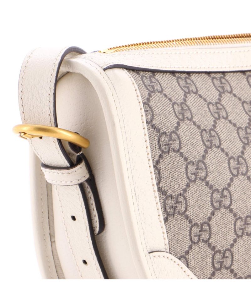 Large Ophidia Curved Zip Shoulder Bag GG Coated Canvas with Leather