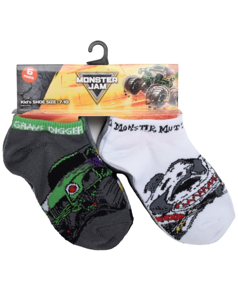 Boys' and Girls' 2T-5T Monster Jam Crew Ribbed-Cuff Socks, 6-Pack