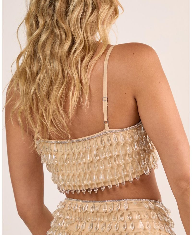 Women's Droplet Embellished Crop Top