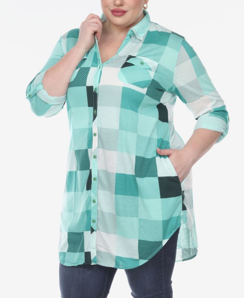 Plus Size Plaid Tunic Shirt