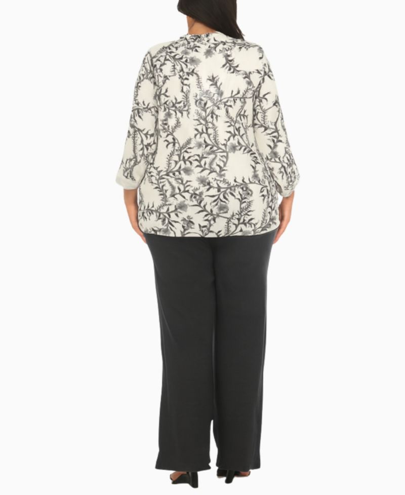 Plus Size Floral Print Tunic and Palazzo Pants Matching Set