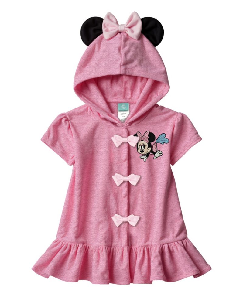Baby Girls' Minnie Short-Sleeve Cover-Up, Swimsuit and Bucket Hat, 3-Piece Set