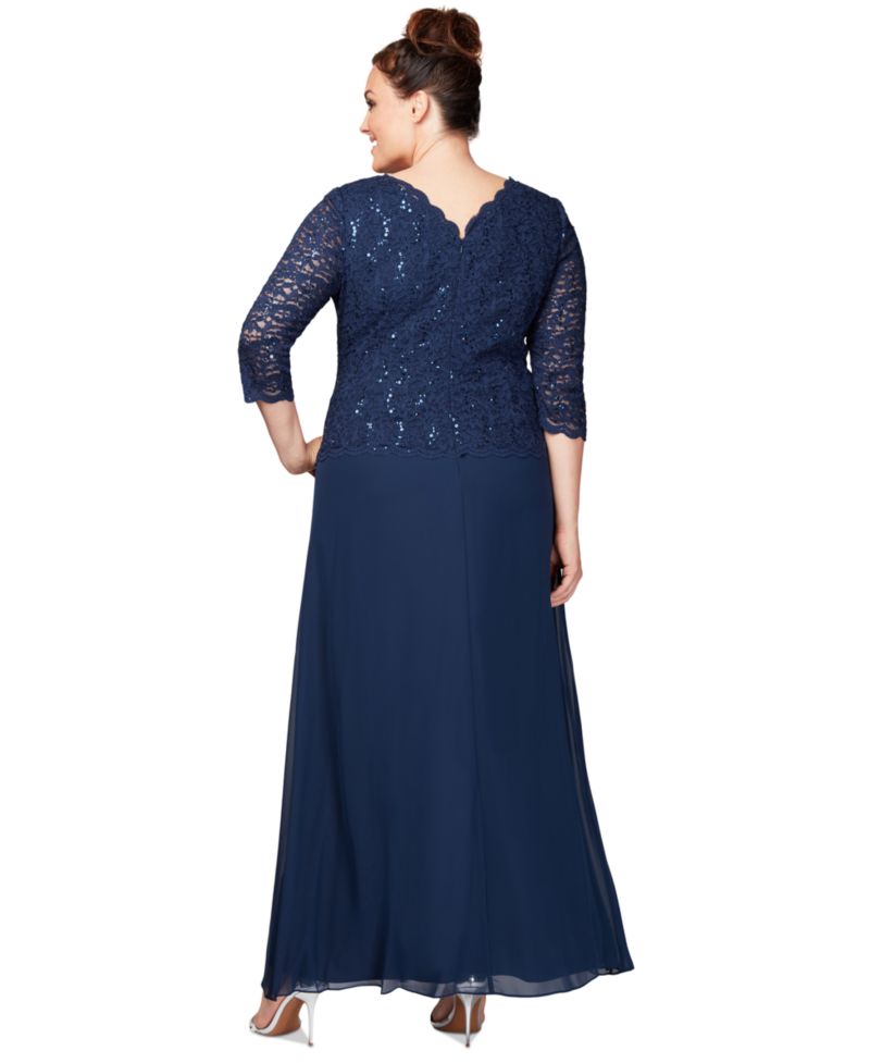 Women's Sequin Embellished Lace Top Gown